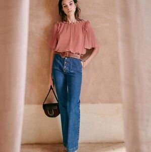 Sezane Noe Blouse (Size 36, Blush)